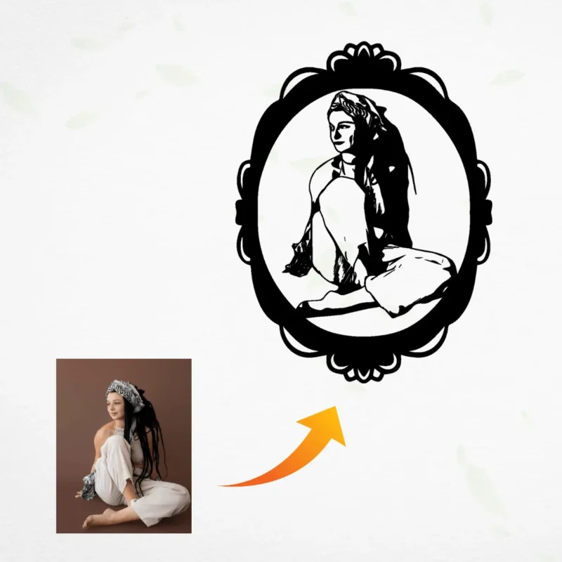 Elliptical Lace Frame-Custom Metal Portrait Wall Art-23