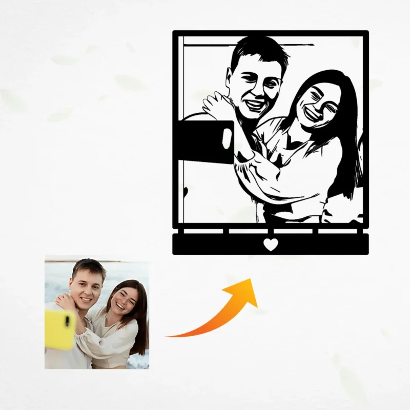 Romantic Selfie Frame-Custom Metal Portrait Wall Art-31