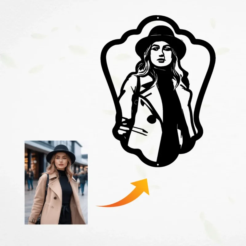 Stylish Outline Frame-Custom Metal Portrait Wall Art-41