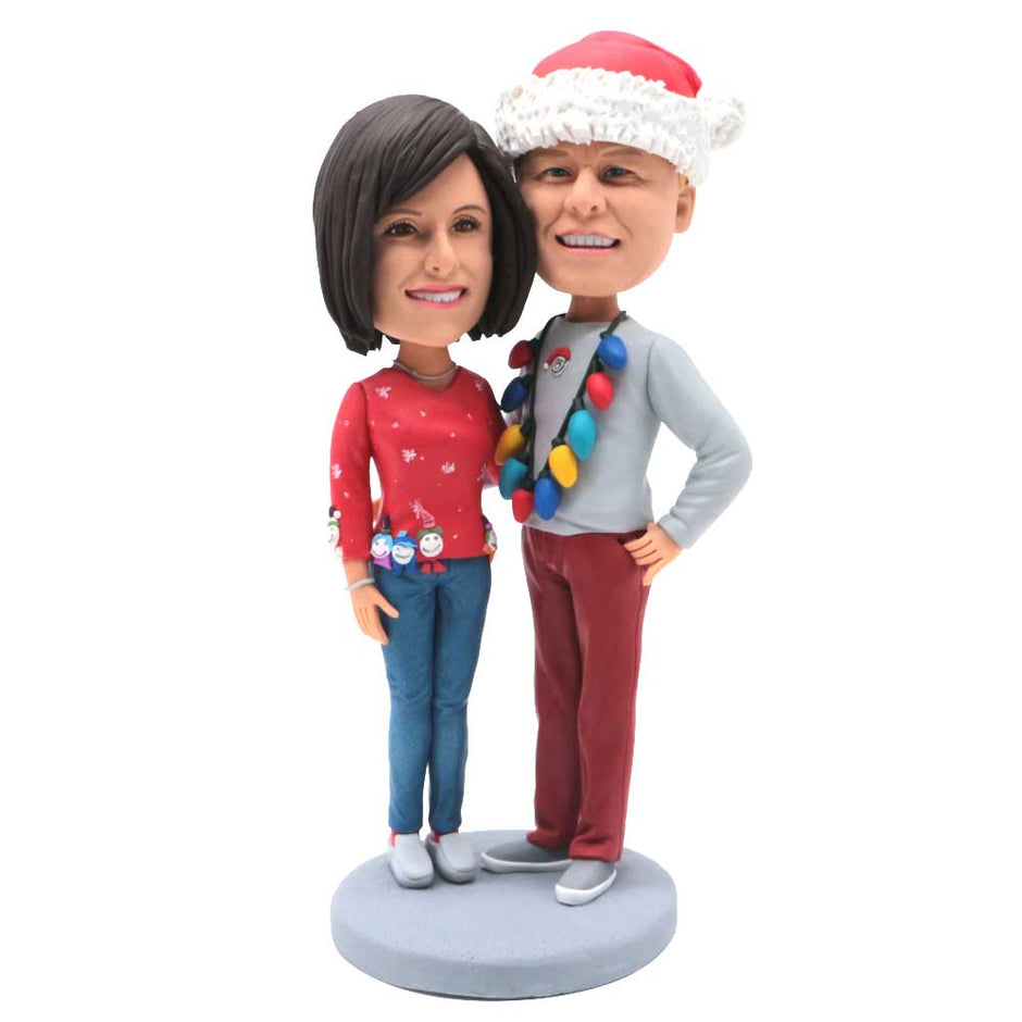 Christmas-Sweet-Couple-In-Christmas-Costume-Custom-Figure-Bobbleheads