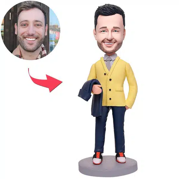 Fashion Man best friend Holding Clothes Custom Bobbleheads