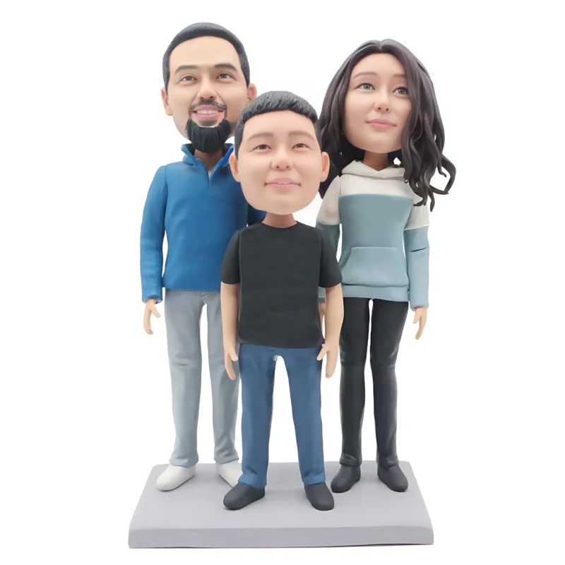 Parents And Son Custom Family Bobblehead_