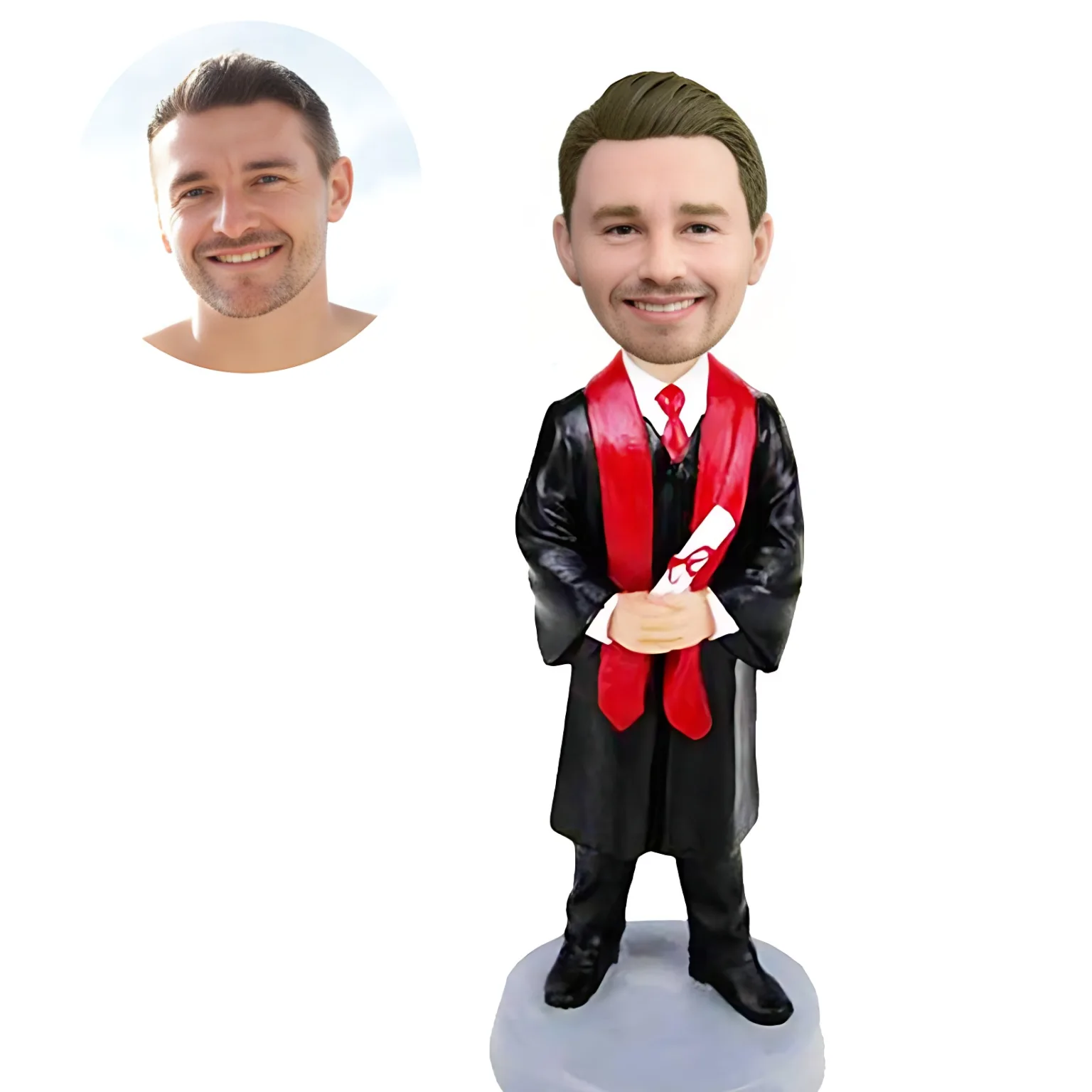custom-handsome-male-graduation-bobbleheads-in-black-gown-with-red-ribbons