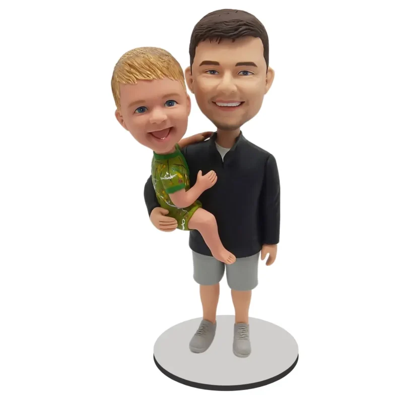 Custom Clay Bobble Head Father and Son-Meaningful Artwork-Father's Day
