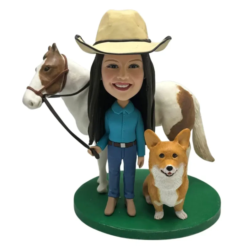 Custom bobblehead doll for women with horse and dog themes-Custom bobblehead doll perfect gift