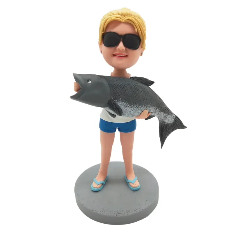 Personalized custom fishing bubble head-lady fishing-give her